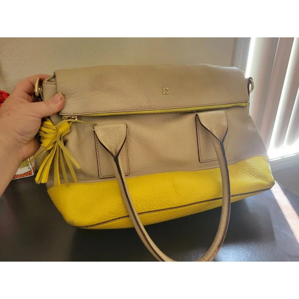 Kate Spade Southport Avenue Carmen Crossbody Satchel Handbag Canary/Beige
